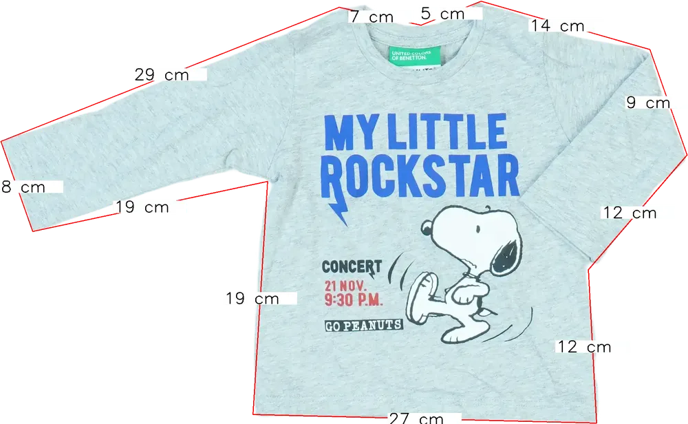 Szürke Benetton Hosszú ujjú felső EU 68 / UK 3-6 hónap / US 3-6 hónap