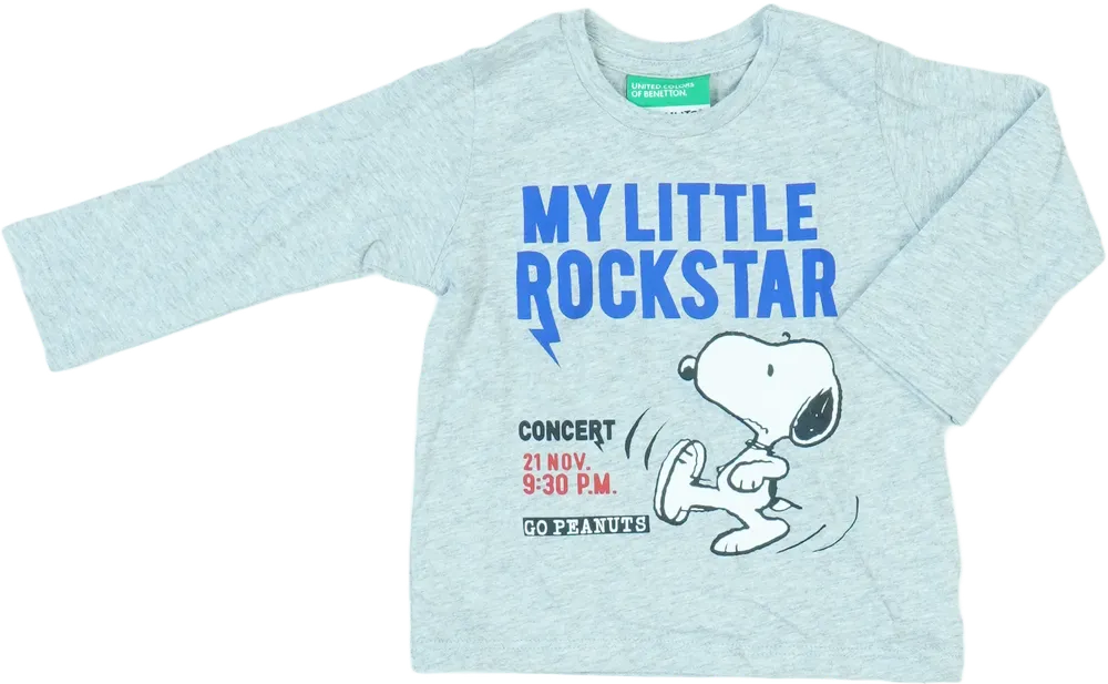 Szürke Benetton Hosszú ujjú felső EU 68 / UK 3-6 hónap / US 3-6 hónap