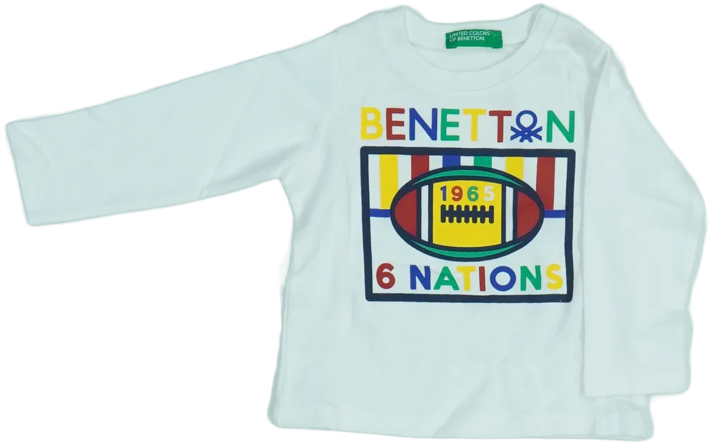 Fehér Benetton Hosszú ujjú felső EU 68 / UK 3-6 hónap / US 3-6 hónap