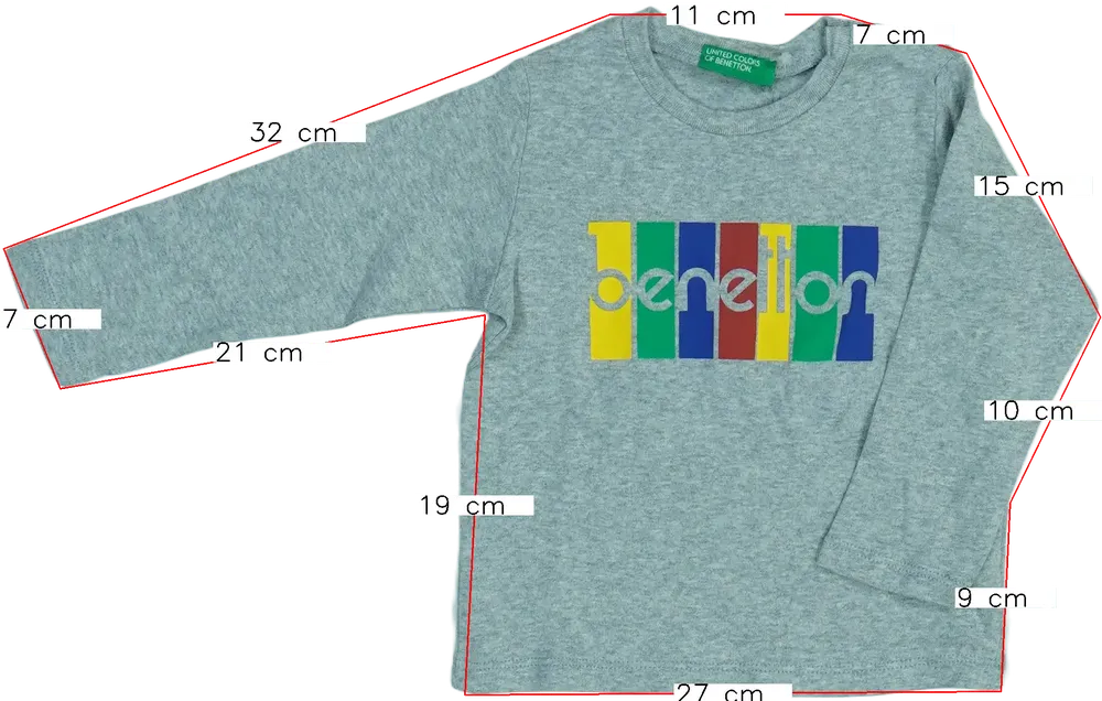 Szürke Benetton Hosszú ujjú felső EU 80 / UK 9-12 hónap / US 12 hónap