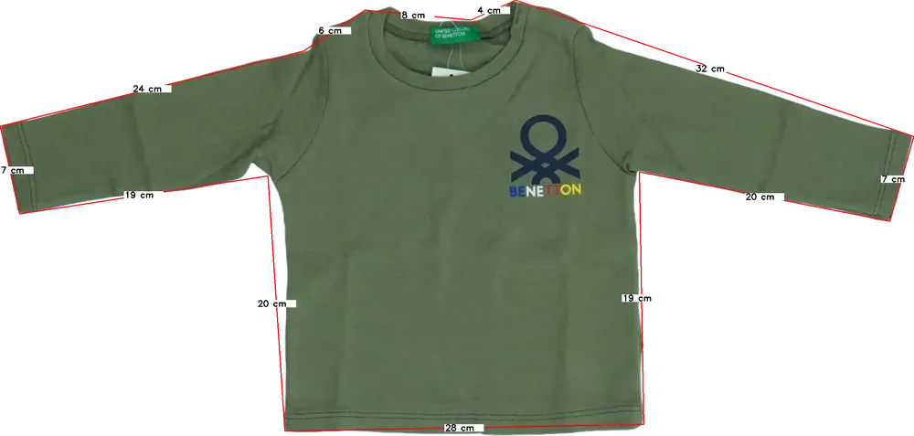 Zöld Benetton Hosszú ujjú felső EU 74 / UK 6-9 hónap / US 6-9 hónap