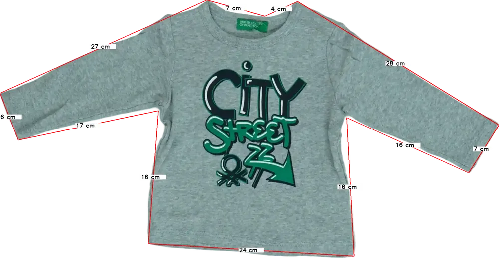 Szürke Benetton Hosszú ujjú felső EU 74 / UK 6-9 hónap / US 6-9 hónap