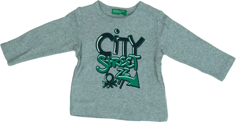 Szürke Benetton Hosszú ujjú felső EU 74 / UK 6-9 hónap / US 6-9 hónap