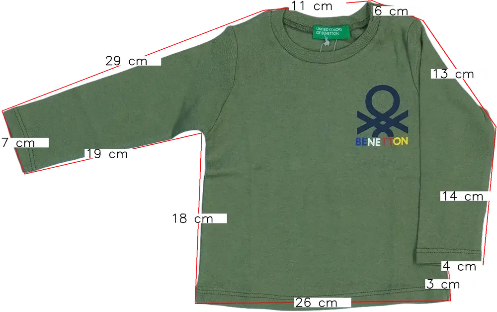 Zöld Benetton Hosszú ujjú felső EU 74 / UK 6-9 hónap / US 6-9 hónap