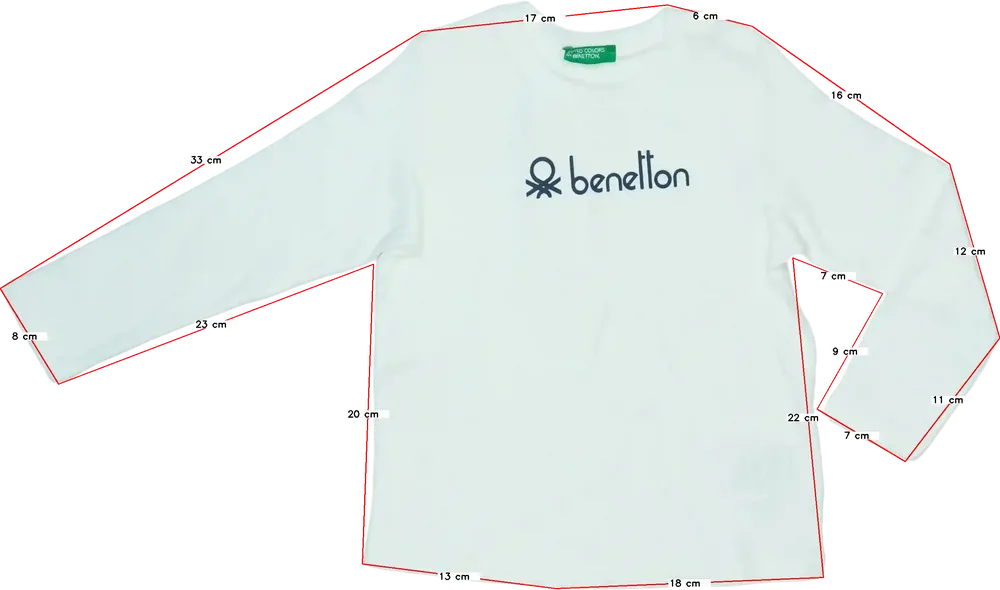 Fehér Benetton Hosszú ujjú felső EU 92 / UK 2 év / US 2T