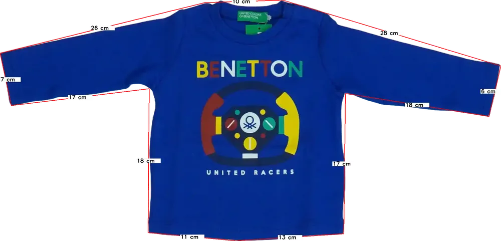 Kék Benetton Hosszú ujjú felső EU 68 / UK 3-6 hónap / US 3-6 hónap