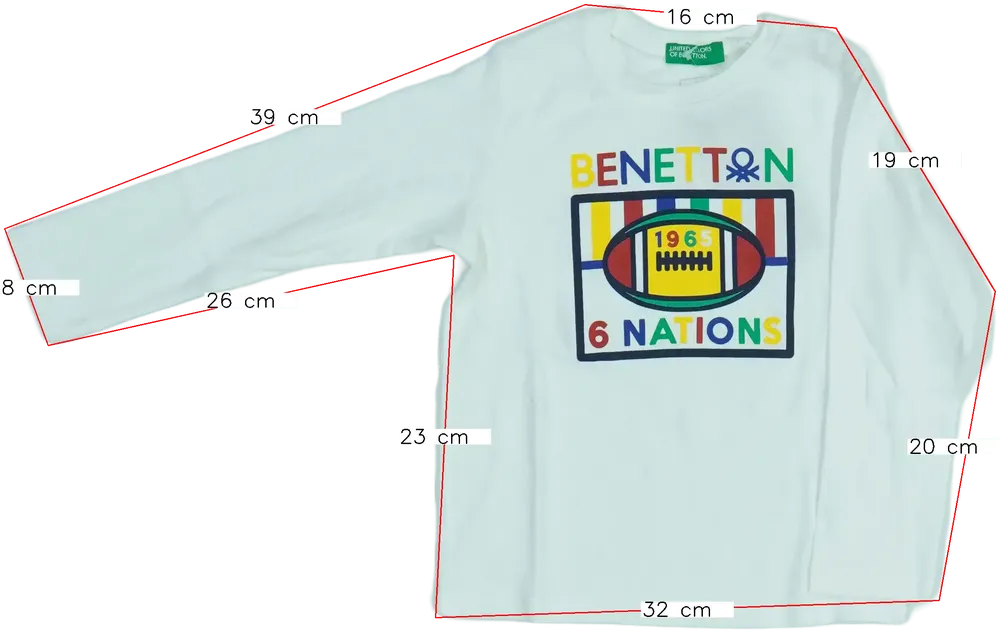 Fehér Benetton Hosszú ujjú felső EU 92 / UK 2 év / US 2T