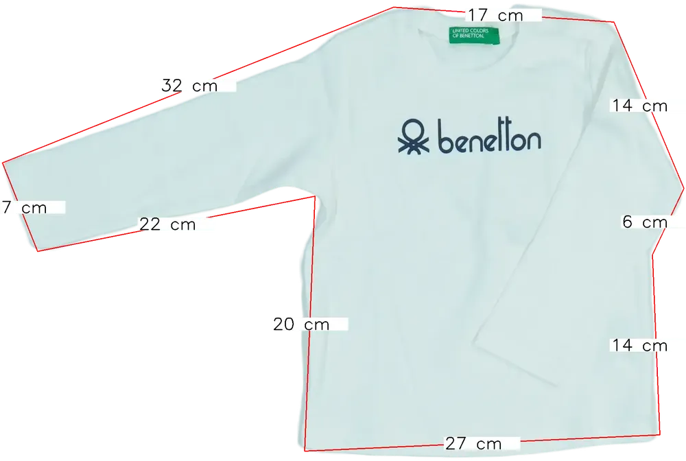 Fehér Benetton Hosszú ujjú felső EU 80 / UK 9-12 hónap / US 12 hónap