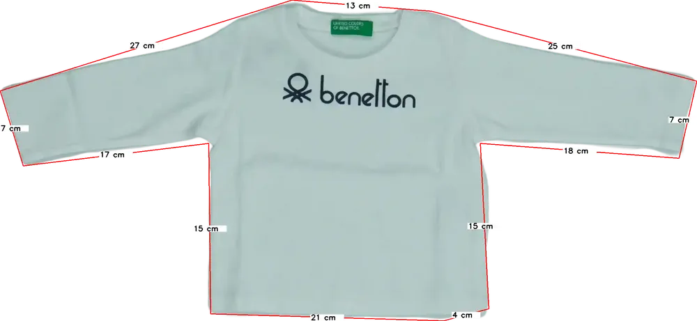 Fehér Benetton Hosszú ujjú felső EU 74 / UK 6-9 hónap / US 6-9 hónap