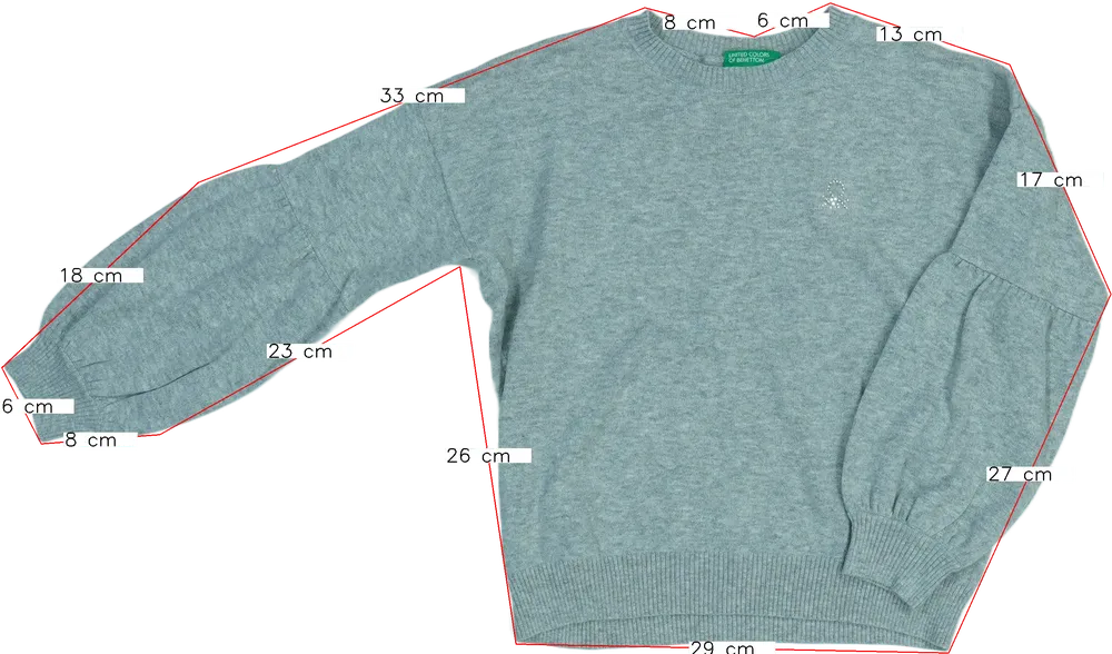 Szürke Benetton Kötött pulcsi EU 122 / UK 7 év / US 7 év/M