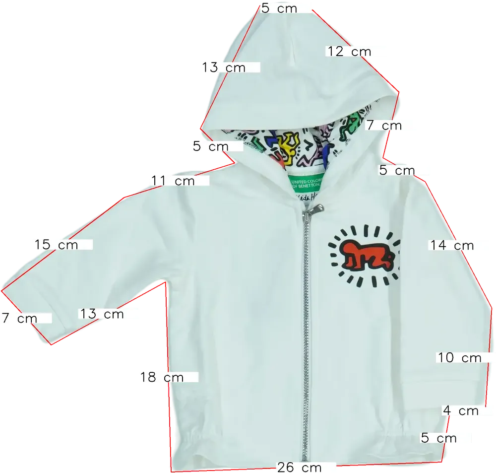 Fehér Benetton Kapucnis pulóver EU 74 / UK 6-9 hónap / US 6-9 hónap