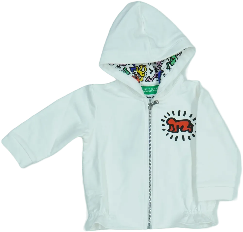 Fehér Benetton Kapucnis pulóver EU 74 / UK 6-9 hónap / US 6-9 hónap