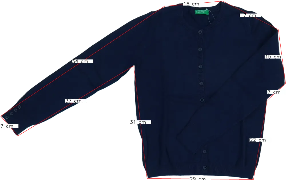 Kék Benetton Kardigán EU 134 / UK 9 év / US 9 év/L