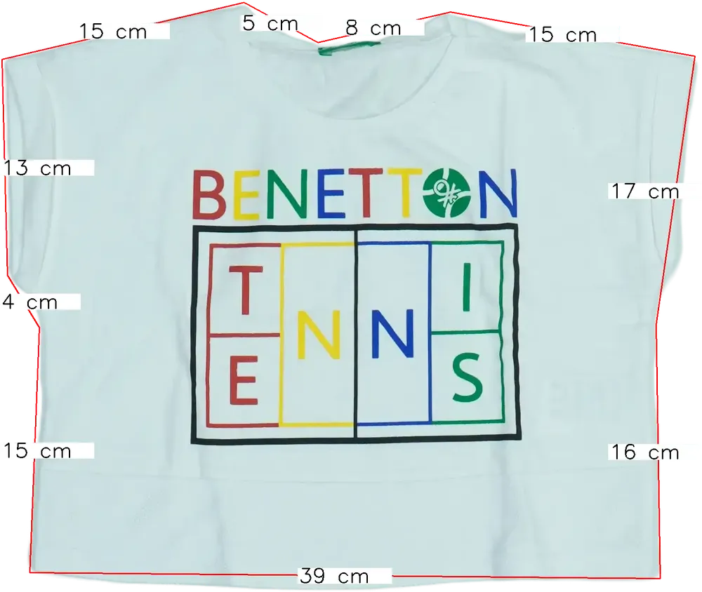 Fehér Benetton Póló EU 110 / UK 5 év / US 5 év/XS