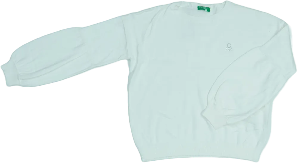 Fehér Benetton Kötött pulcsi EU 140 / UK 10 év / US 10 év/L