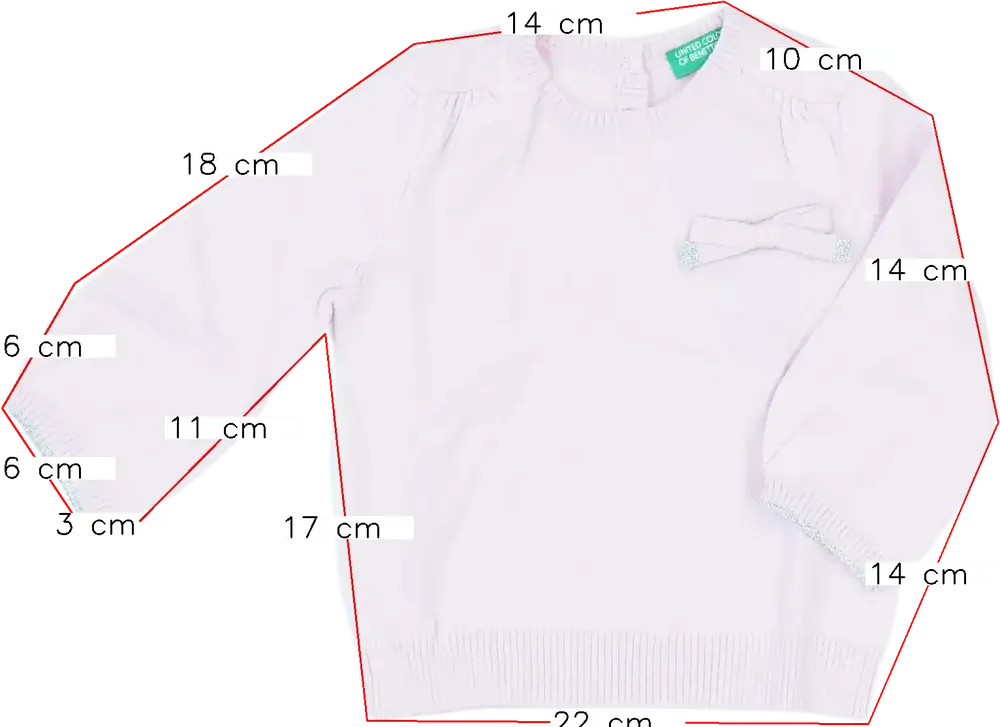 Rózsaszín Benetton Pulóver EU 68 / UK 3-6 hónap / US 3-6 hónap