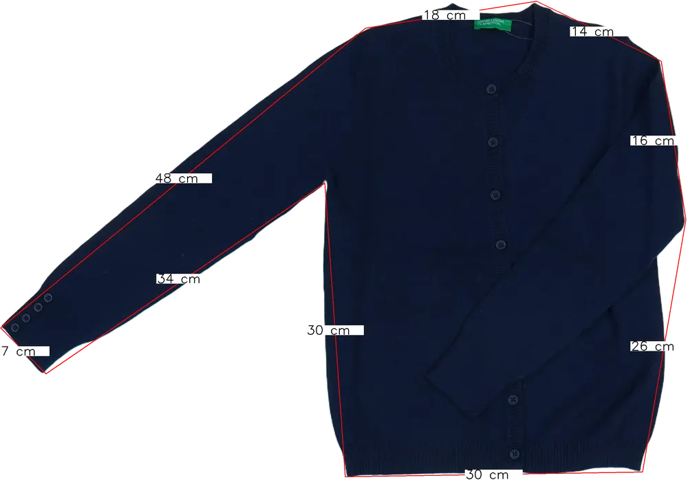 Kék Benetton Kardigán EU 128 / UK 8 év / US 8 év/M