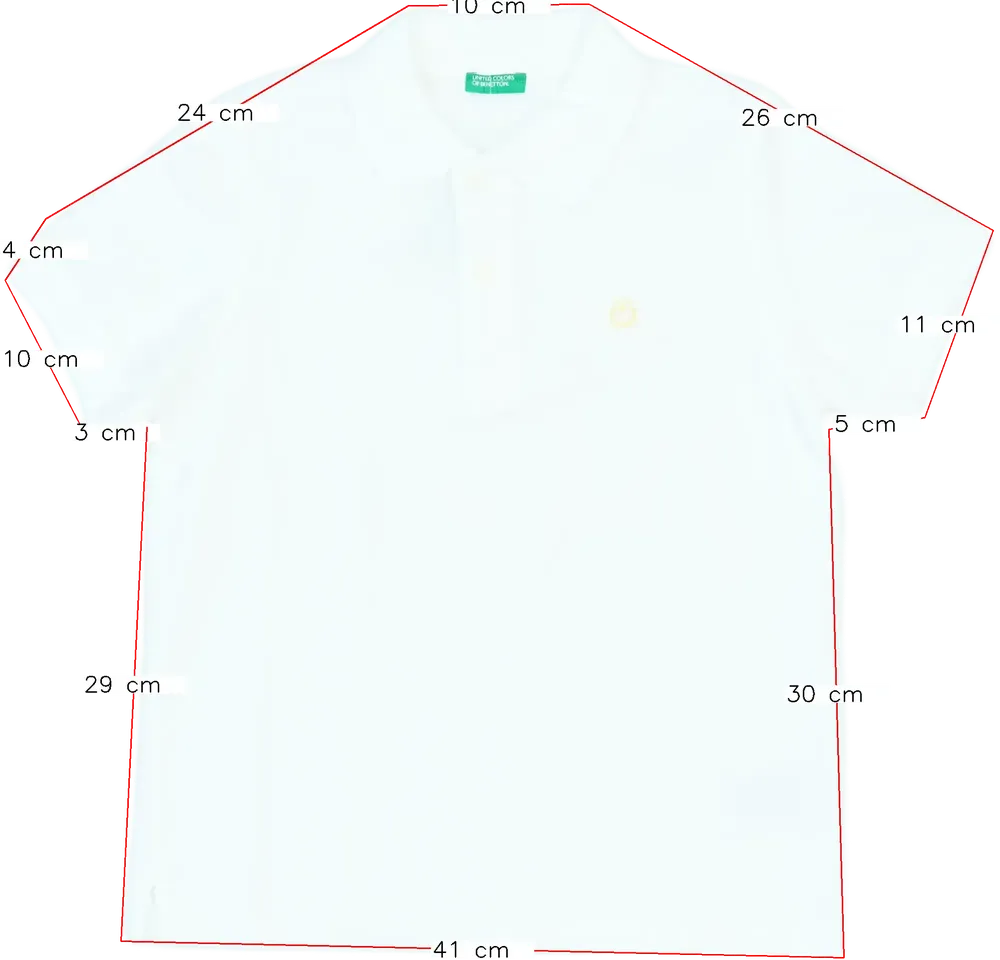Fehér Benetton Galléros póló EU 128 / UK 8 év / US 8 év/M
