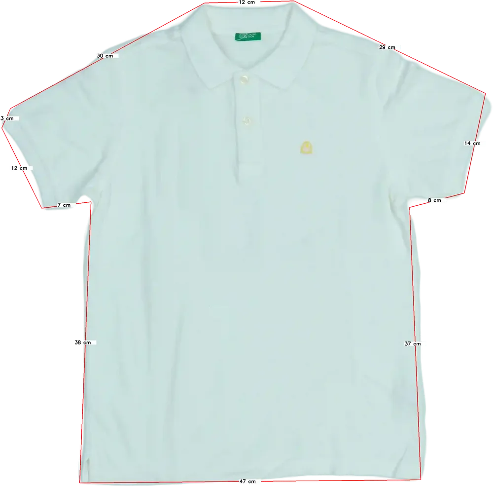 Fehér Benetton Galléros póló EU 158 / UK 13 év / US 14 év/XL