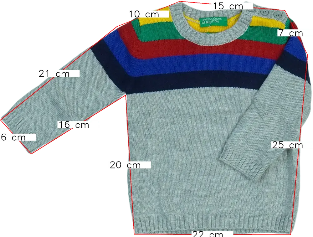 Szürke Benetton Pulóver EU 74 / UK 6-9 hónap / US 6-9 hónap