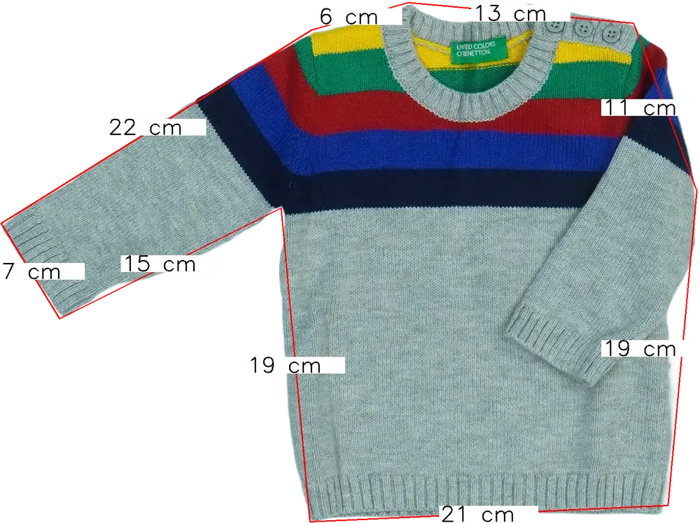 Szürke Benetton Pulóver EU 62 / UK 0-3 hónap / US 0-3 hónap