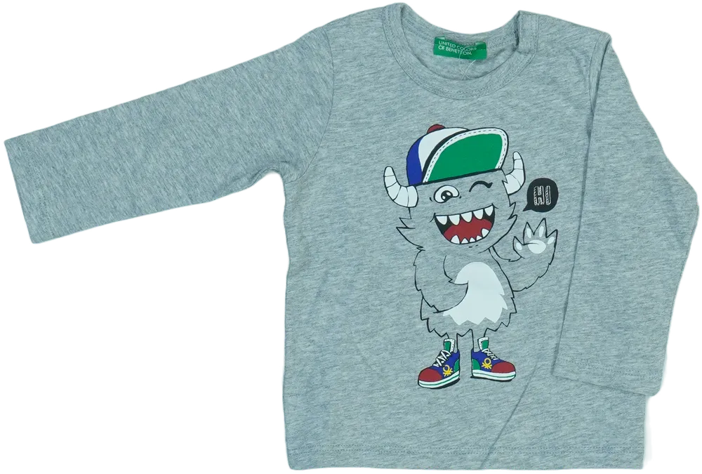 Szürke Benetton Hosszú ujjú felső EU 74 / UK 6-9 hónap / US 6-9 hónap