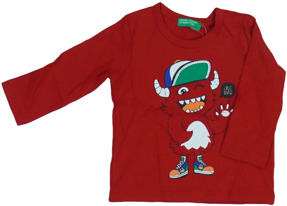 Piros Benetton Hosszú ujjú felső EU 68 / UK 3-6 hónap / US 3-6 hónap