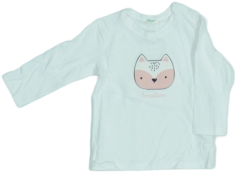 Fehér Benetton Hosszú ujjú felső EU 74 / UK 6-9 hónap / US 6-9 hónap