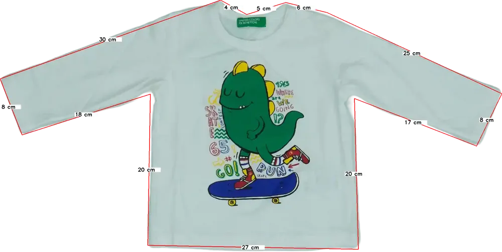 Fehér Benetton Hosszú ujjú felső EU 68 / UK 3-6 hónap / US 3-6 hónap