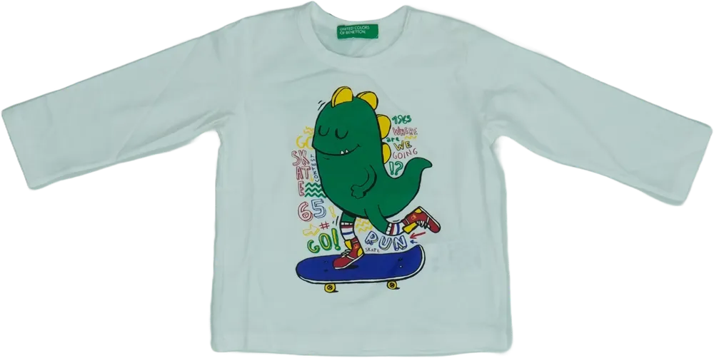 Fehér Benetton Hosszú ujjú felső EU 68 / UK 3-6 hónap / US 3-6 hónap