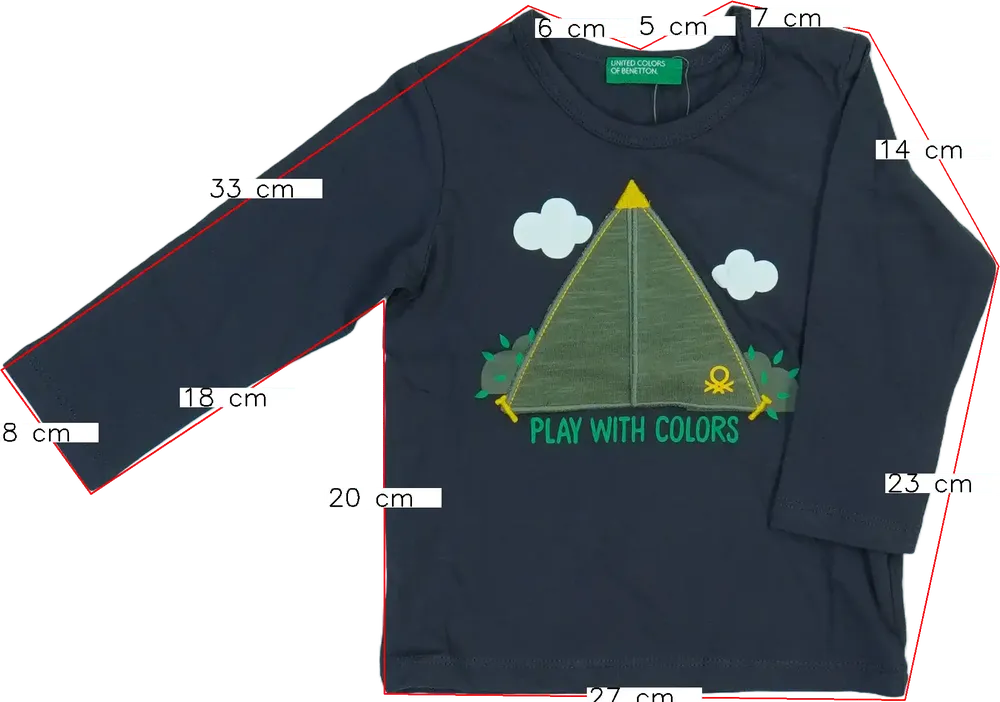 Szürke Benetton Hosszú ujjú felső EU 80 / UK 9-12 hónap / US 12 hónap