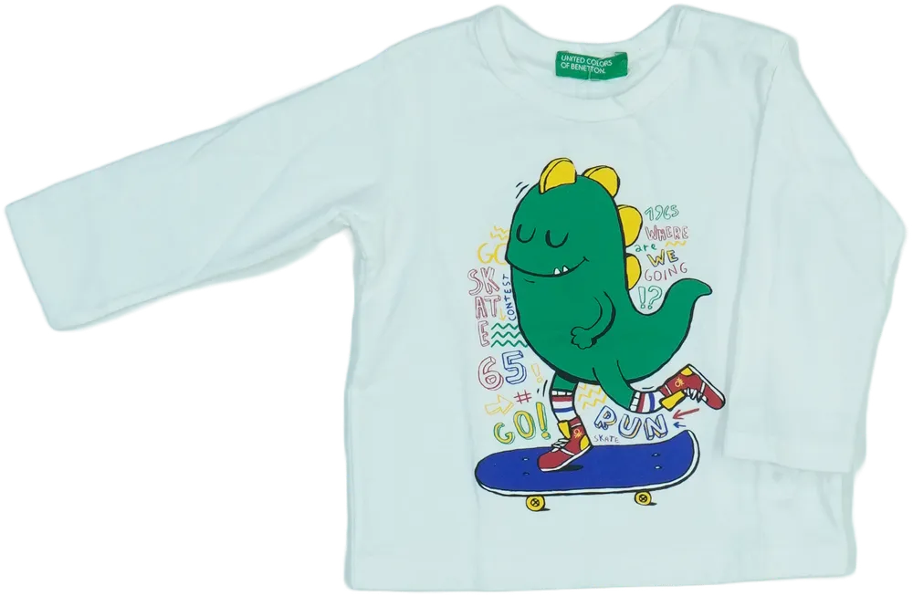 Fehér Benetton Hosszú ujjú felső EU 68 / UK 3-6 hónap / US 3-6 hónap