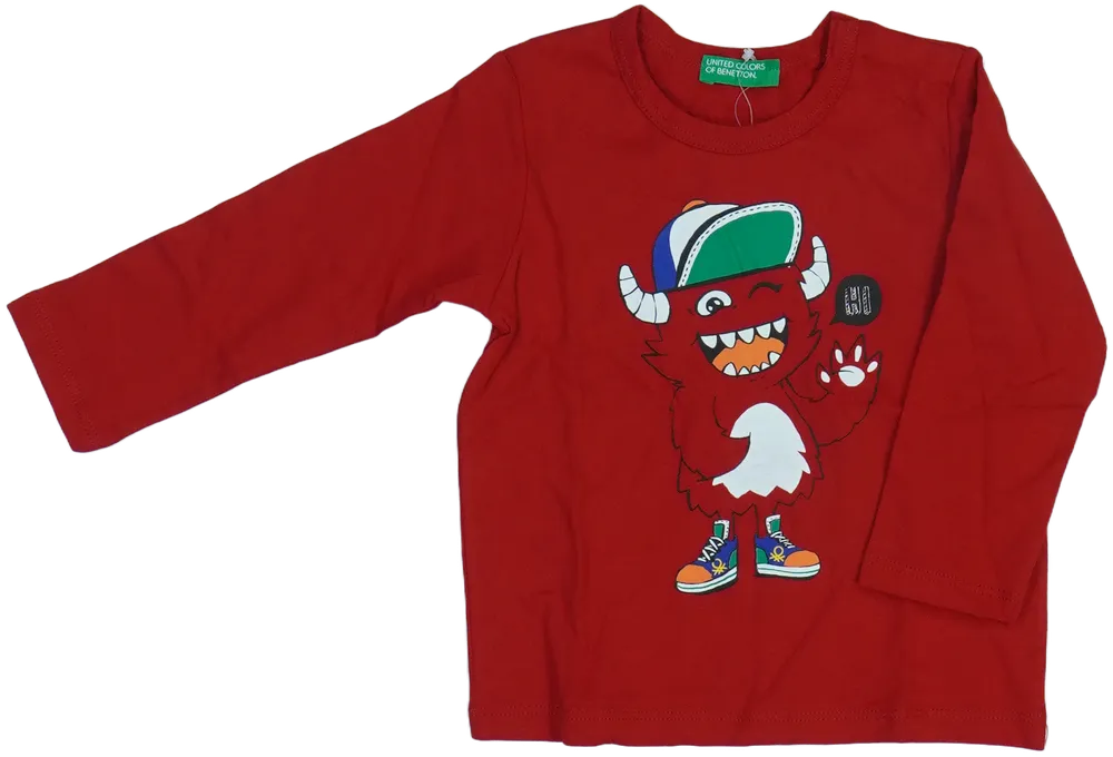 Piros Benetton Hosszú ujjú felső EU 80 / UK 9-12 hónap / US 12 hónap