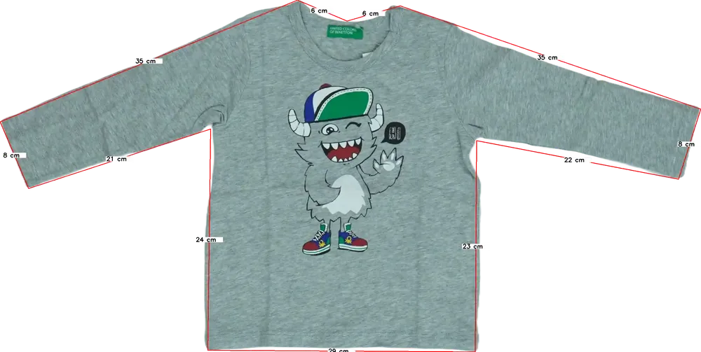 Szürke Benetton Hosszú ujjú felső EU 86 / UK 12-18 hónap / US 18 hónap