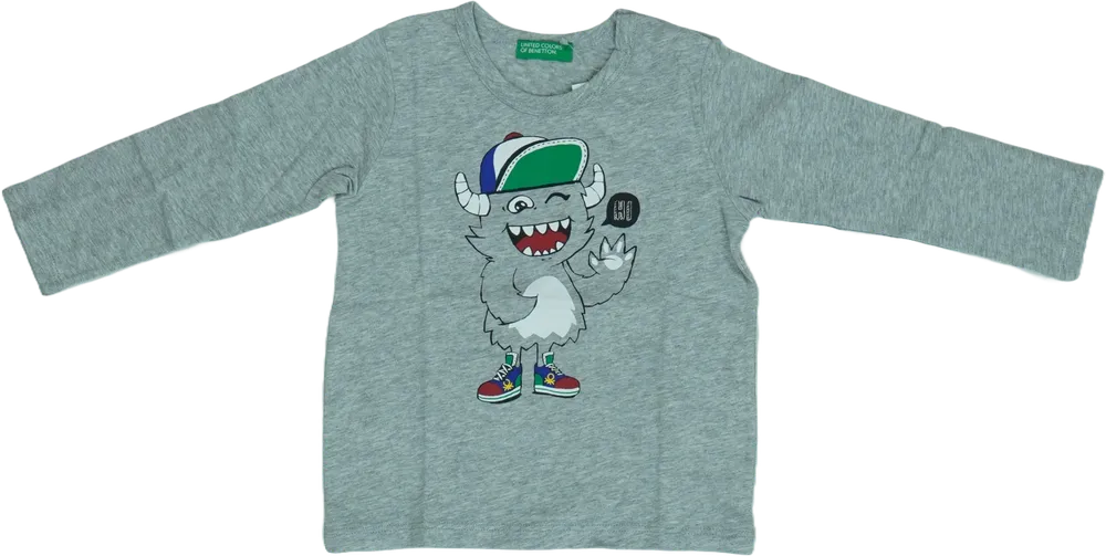 Szürke Benetton Hosszú ujjú felső EU 86 / UK 12-18 hónap / US 18 hónap