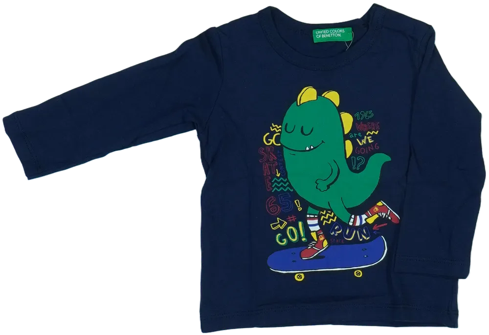 Kék Benetton Hosszú ujjú felső EU 68 / UK 3-6 hónap / US 3-6 hónap