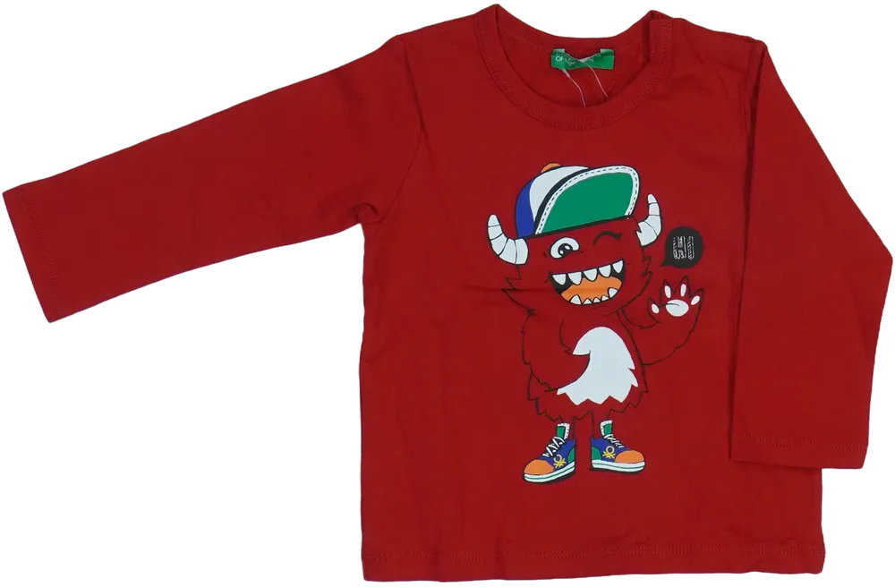 Piros Benetton Hosszú ujjú felső EU 74 / UK 6-9 hónap / US 6-9 hónap