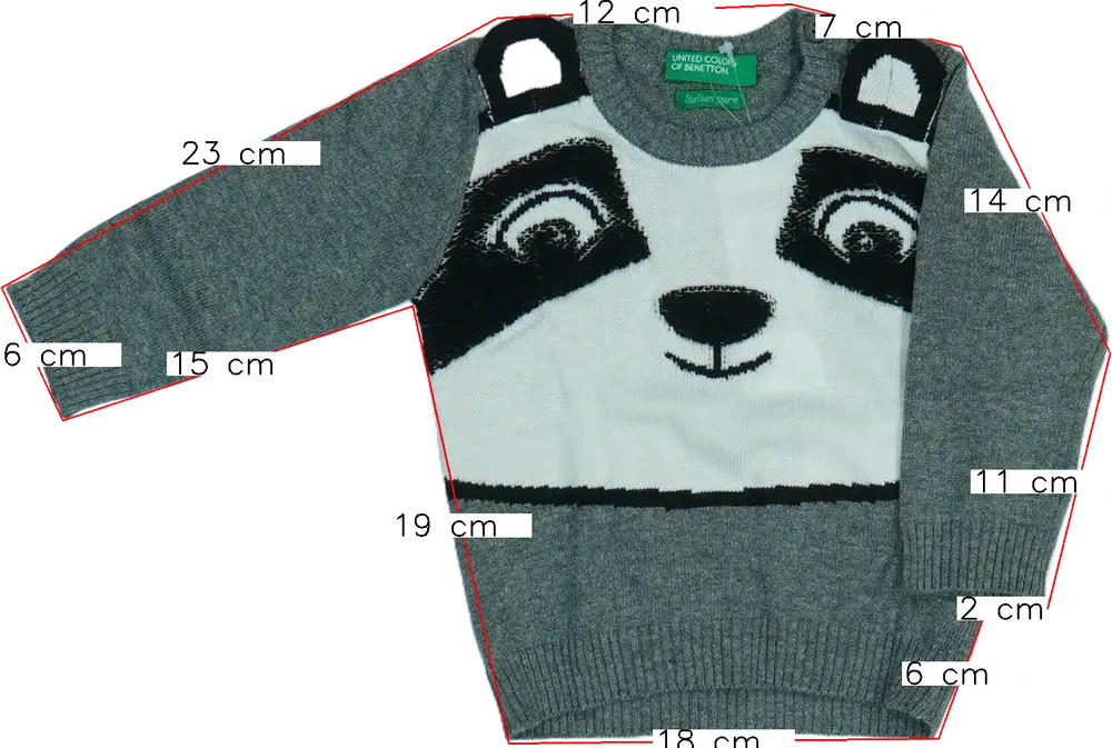 Szürke Benetton Kötött pulcsi EU 68 / UK 3-6 hónap / US 3-6 hónap