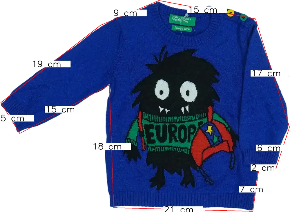 Kék Benetton Kötött pulcsi EU 68 / UK 3-6 hónap / US 3-6 hónap