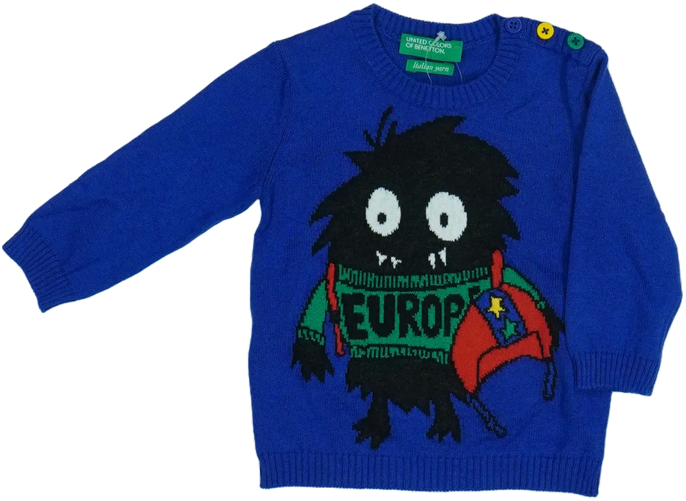 Kék Benetton Kötött pulcsi EU 68 / UK 3-6 hónap / US 3-6 hónap