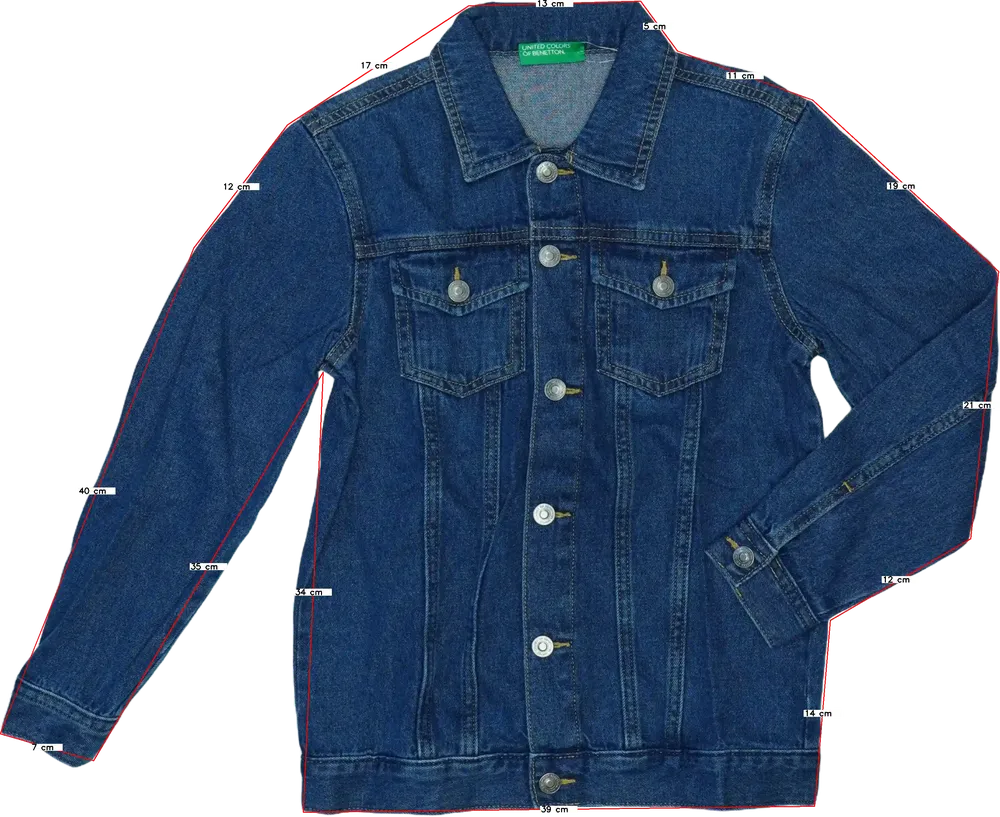 Kék Benetton Farmerdzseki EU 134 / UK 9 év / US 9 év/L