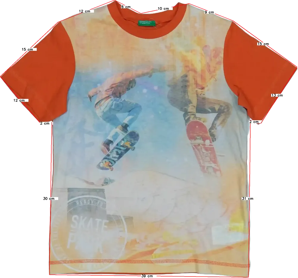 Többszínű Benetton Póló EU 128 / UK 8 év / US 8 év/M