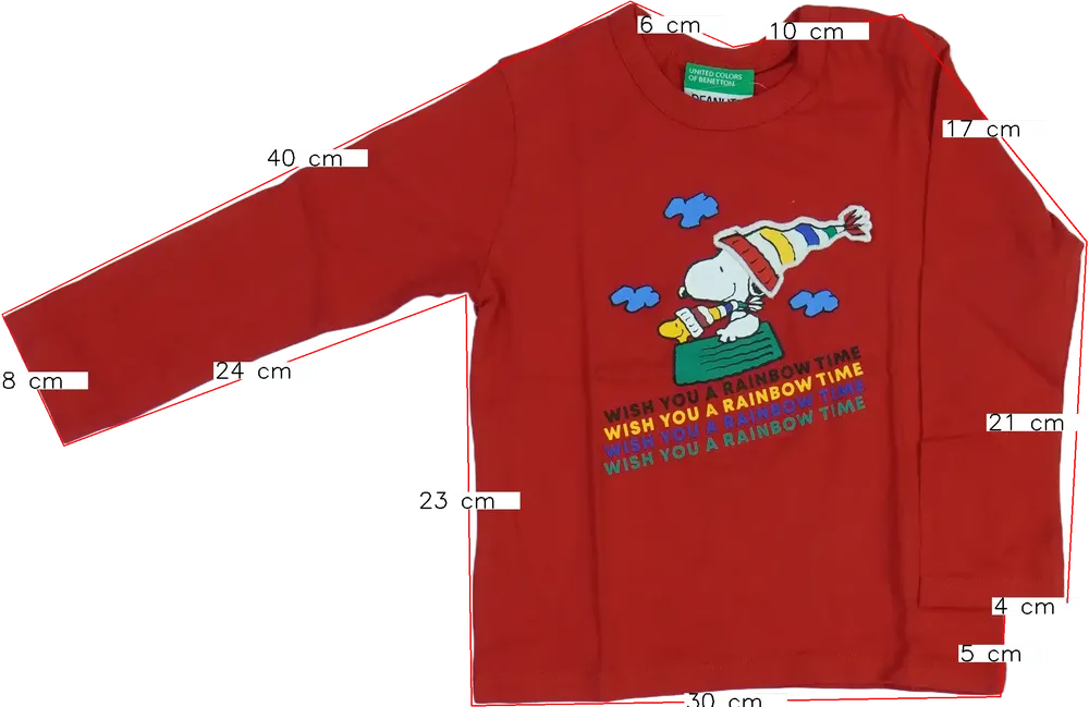 Piros Benetton Hosszú ujjú felső EU 92 / UK 2 év / US 2T