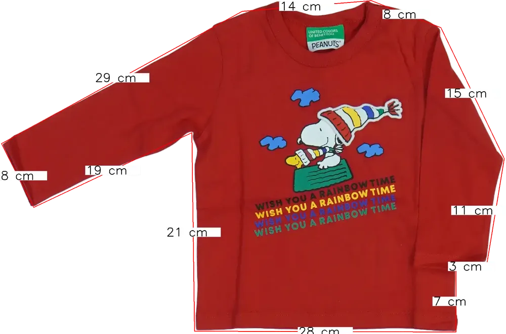 Piros Benetton Hosszú ujjú felső EU 80 / UK 9-12 hónap / US 12 hónap