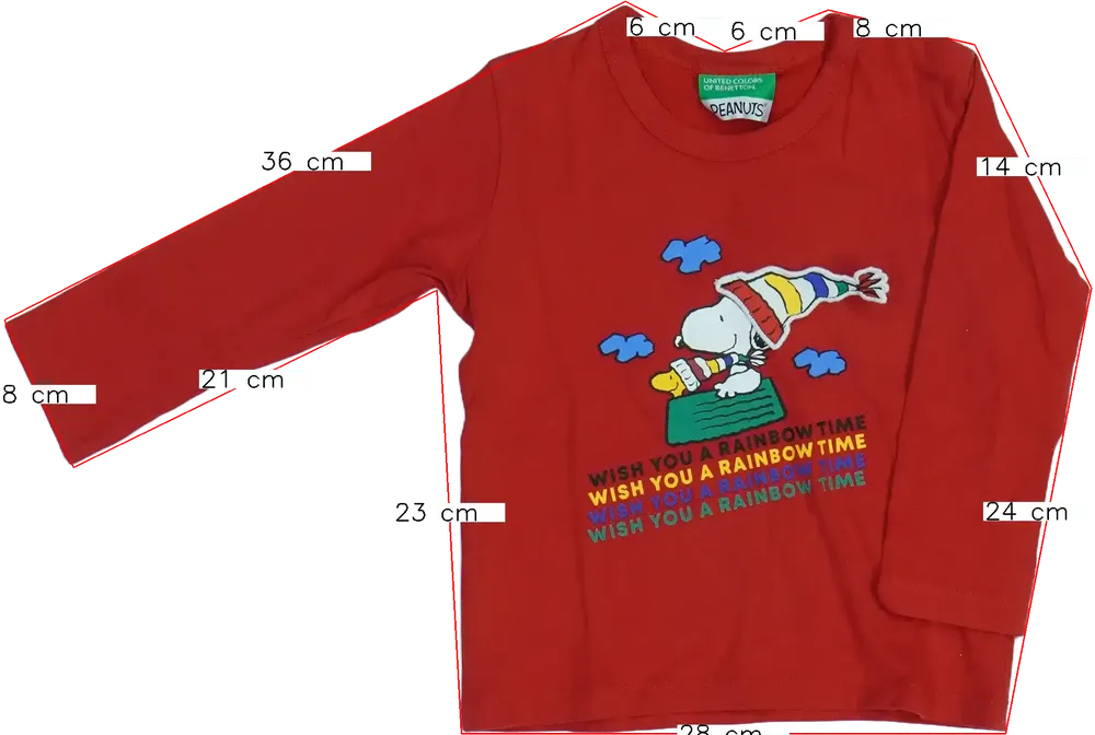 Piros Benetton Hosszú ujjú felső EU 86 / UK 12-18 hónap / US 18 hónap