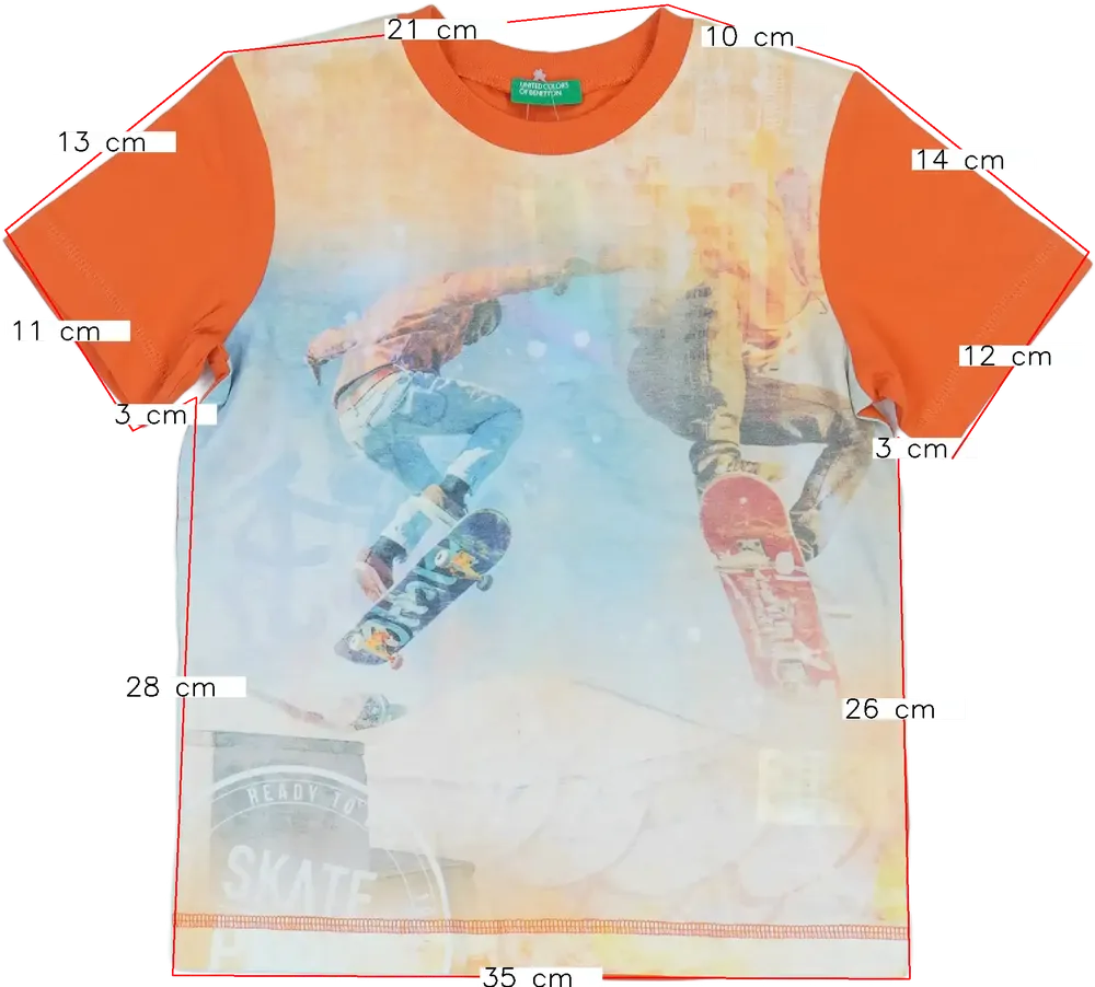 Többszínű Benetton Póló EU 110 / UK 5 év / US 5 év/XS