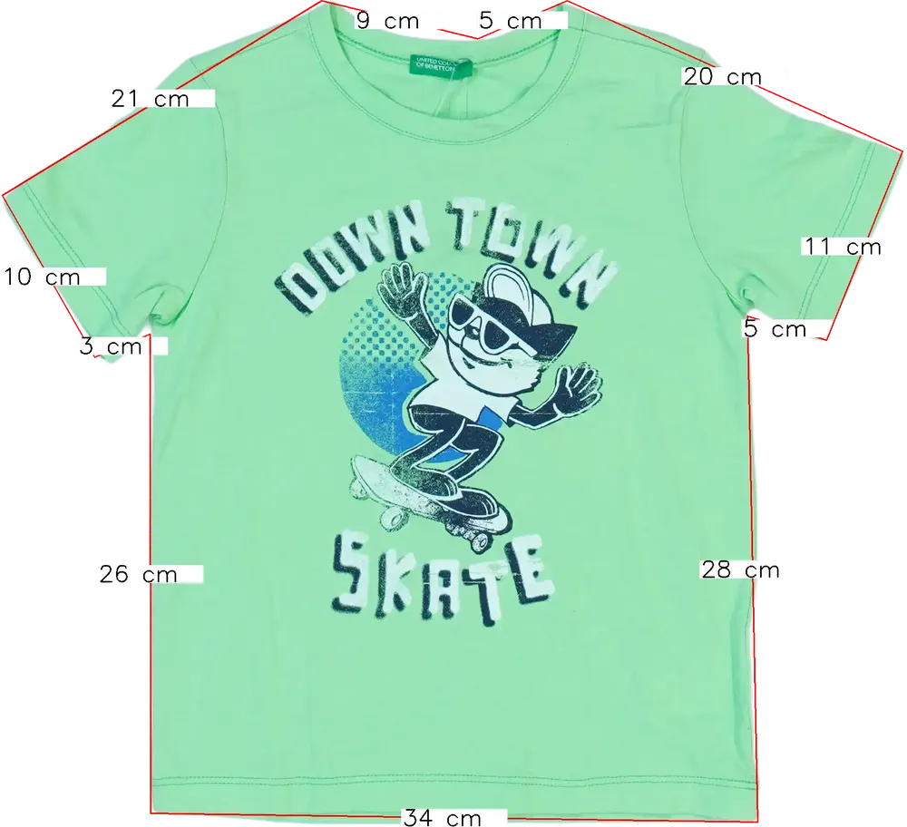 Zöld Benetton Póló EU 110 / UK 5 év / US 5 év/XS