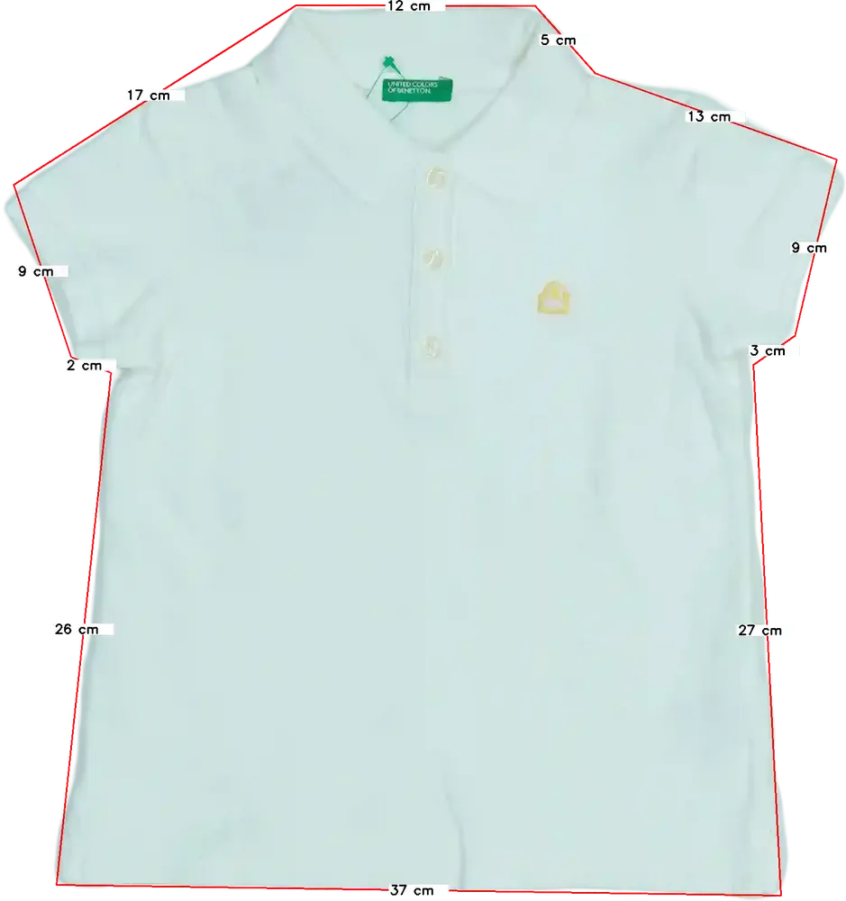 Fehér Benetton Galléros póló EU 110 / UK 5 év / US 5 év/XS