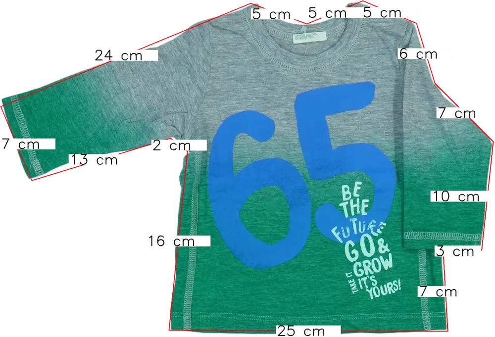 Szürke Benetton Hosszú ujjú felső EU 68 / UK 3-6 hónap / US 3-6 hónap