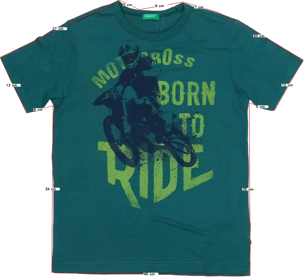 Zöld Benetton Póló EU 140 / UK 10 év / US 10 év/L